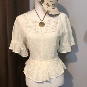 Cream Peplum Top